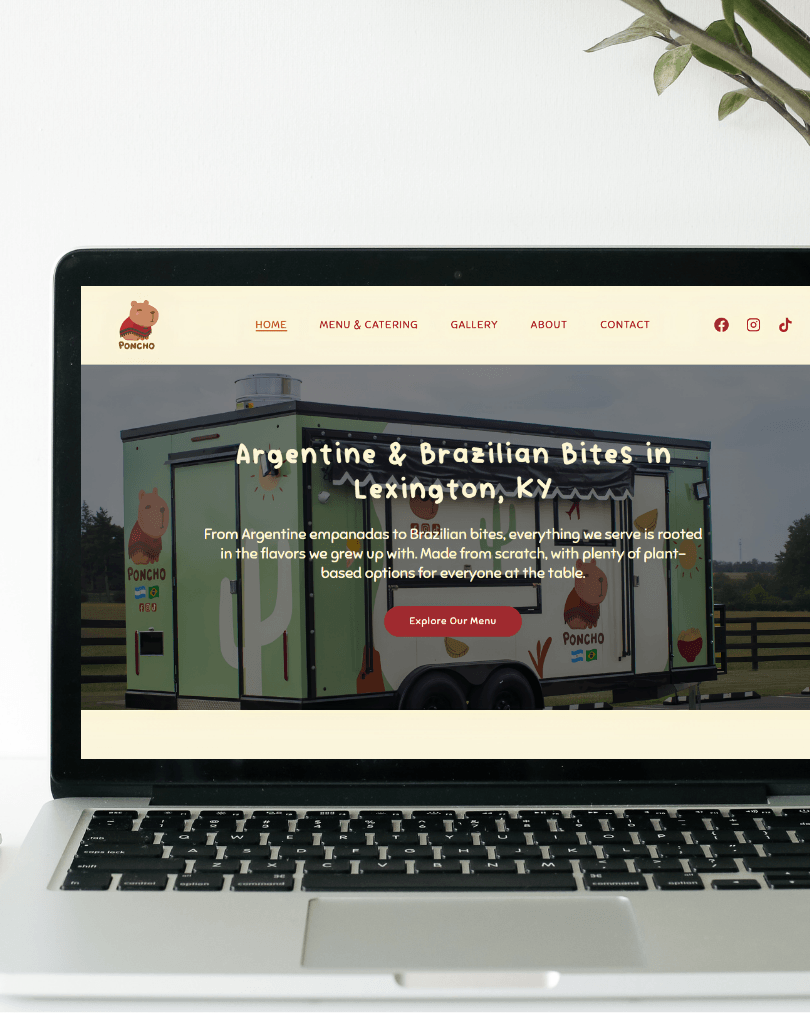 Vista previa de la sección principal del proyecto web para el food truck Poncho